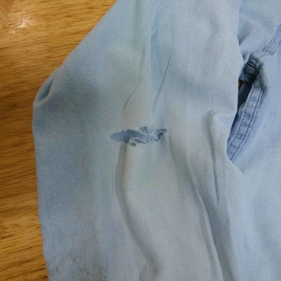 Vintage Wrangler Mens Shirt Large Denim Long Sleeve Button Down 90's - Picture 5 of 11